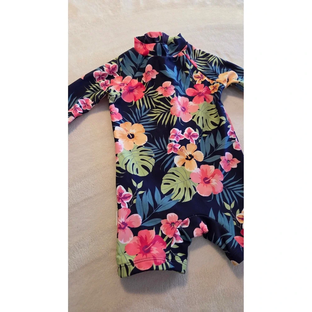 Upandfast Tropical Floral Rash Guard Swimsuit Baby One Piece Long Sleeve‎ 3-6M